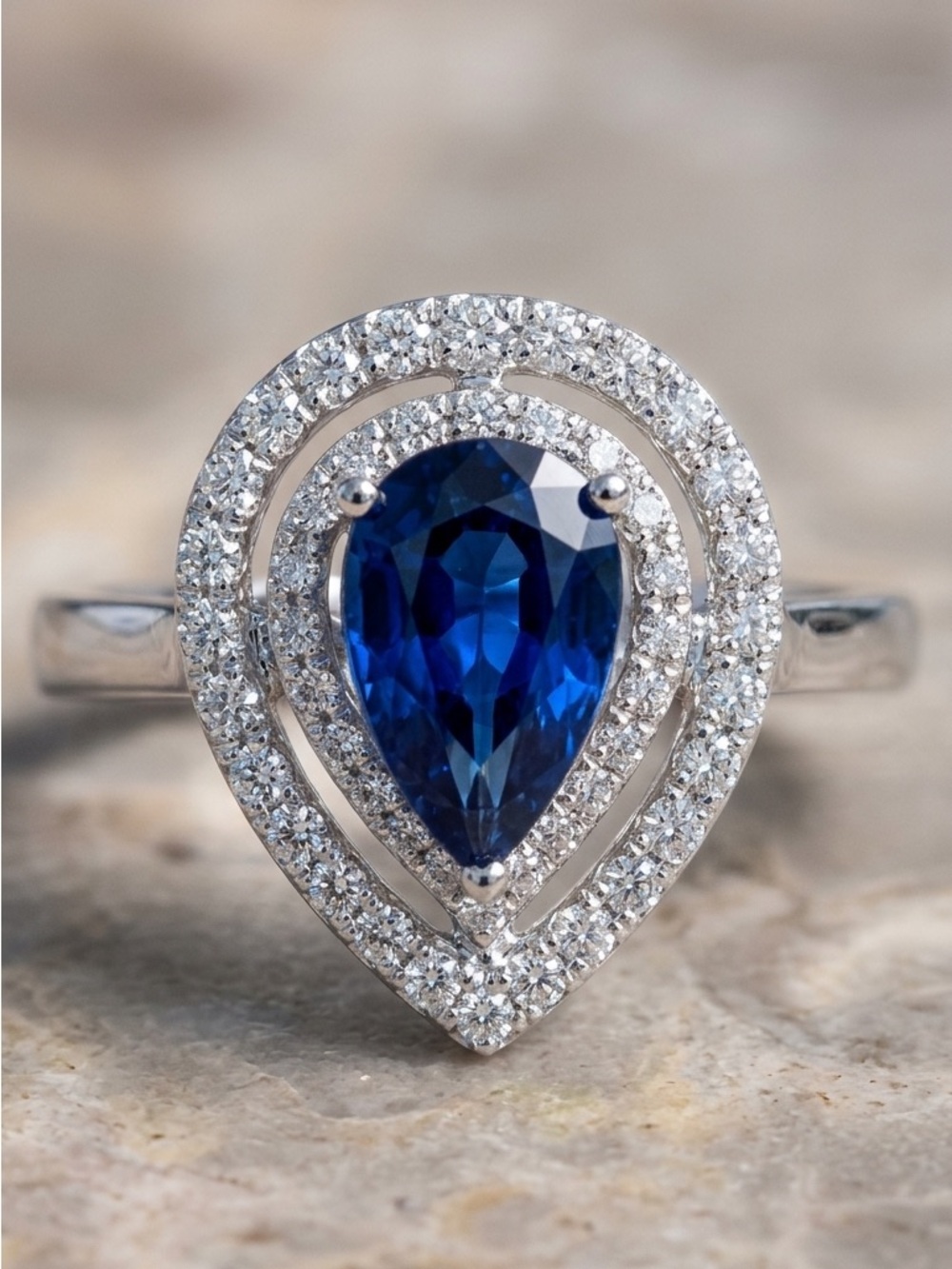 Charter Club Teardrop Blue Sapphire Halo Ring size 9